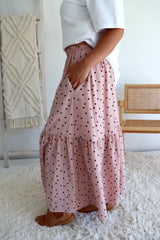 Pink Choc Polka Dot Maxi Skirt
