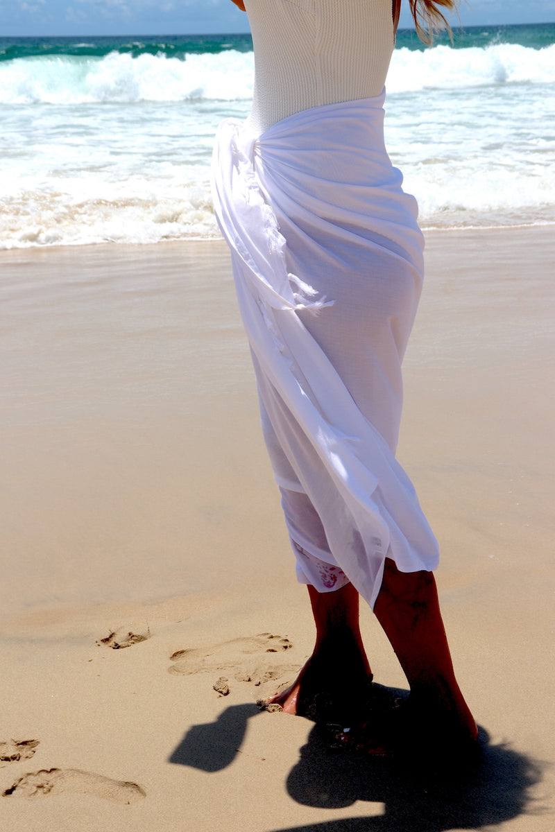 Take Me Away Sarong Plain White