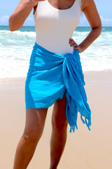 Take Me Away Sarong Plain Aqua Blue