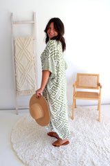 Long Kaftan In Corinthian Coast in Olive