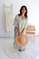 Long Kaftan In Corinthian Coast in Olive