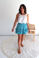 Ripple Effect Mini Skirt in Flowers Blue