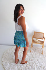 Ripple Effect Mini Skirt in Flowers Blue