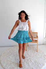Ripple Effect Mini Skirt in Flowers Blue