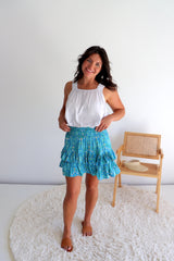 Ripple Effect Mini Skirt in Flowers Blue