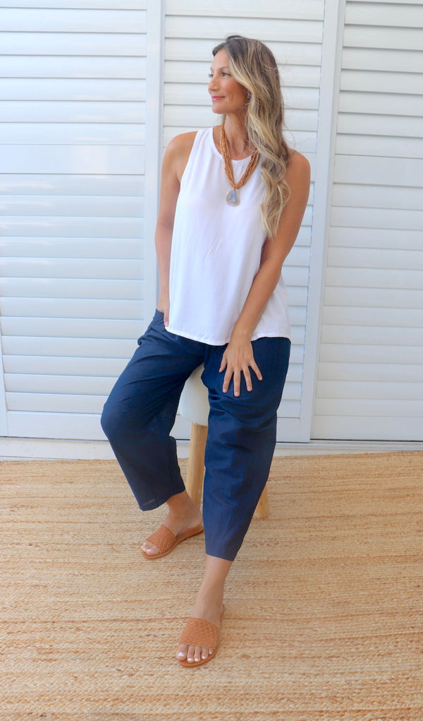 Dream Pant in Cotton Plain Navy