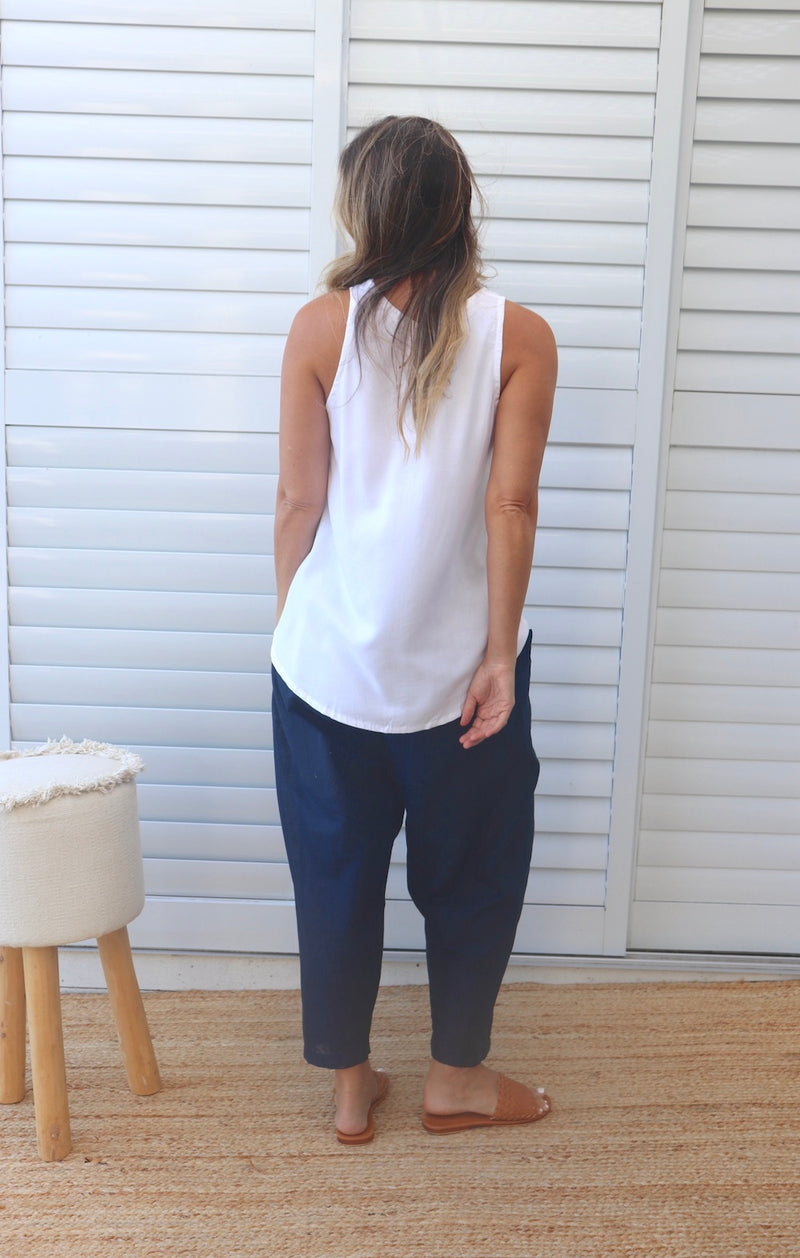 Dream Pant in Cotton Plain Navy