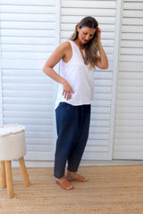 Dream Pant in Cotton Plain Navy