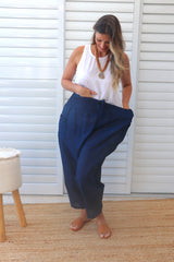 Dream Pant in Cotton Plain Navy