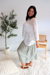 Strapless Beach Dress/Skirt in Olive Flower