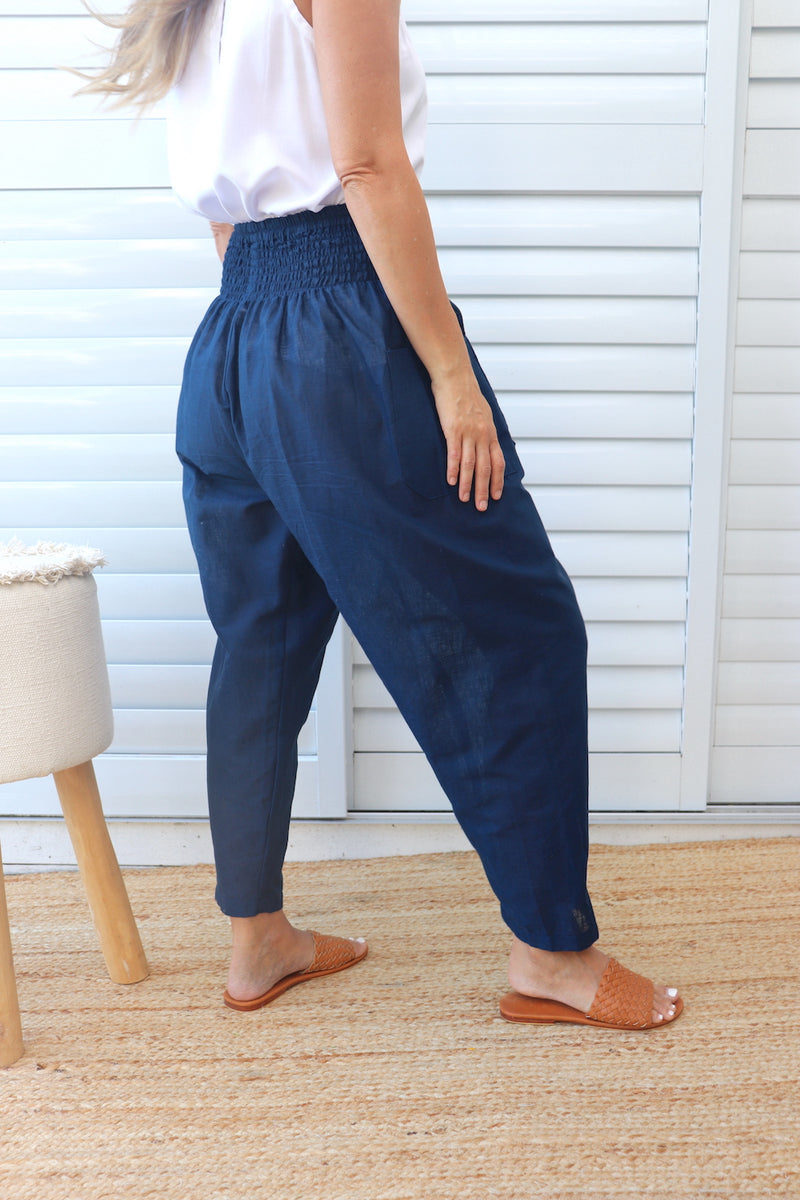 Dream Pant in Cotton Plain Navy