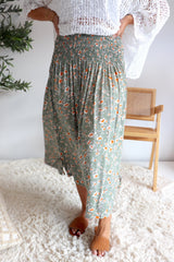 Strapless Beach Dress/Skirt in Olive Flower