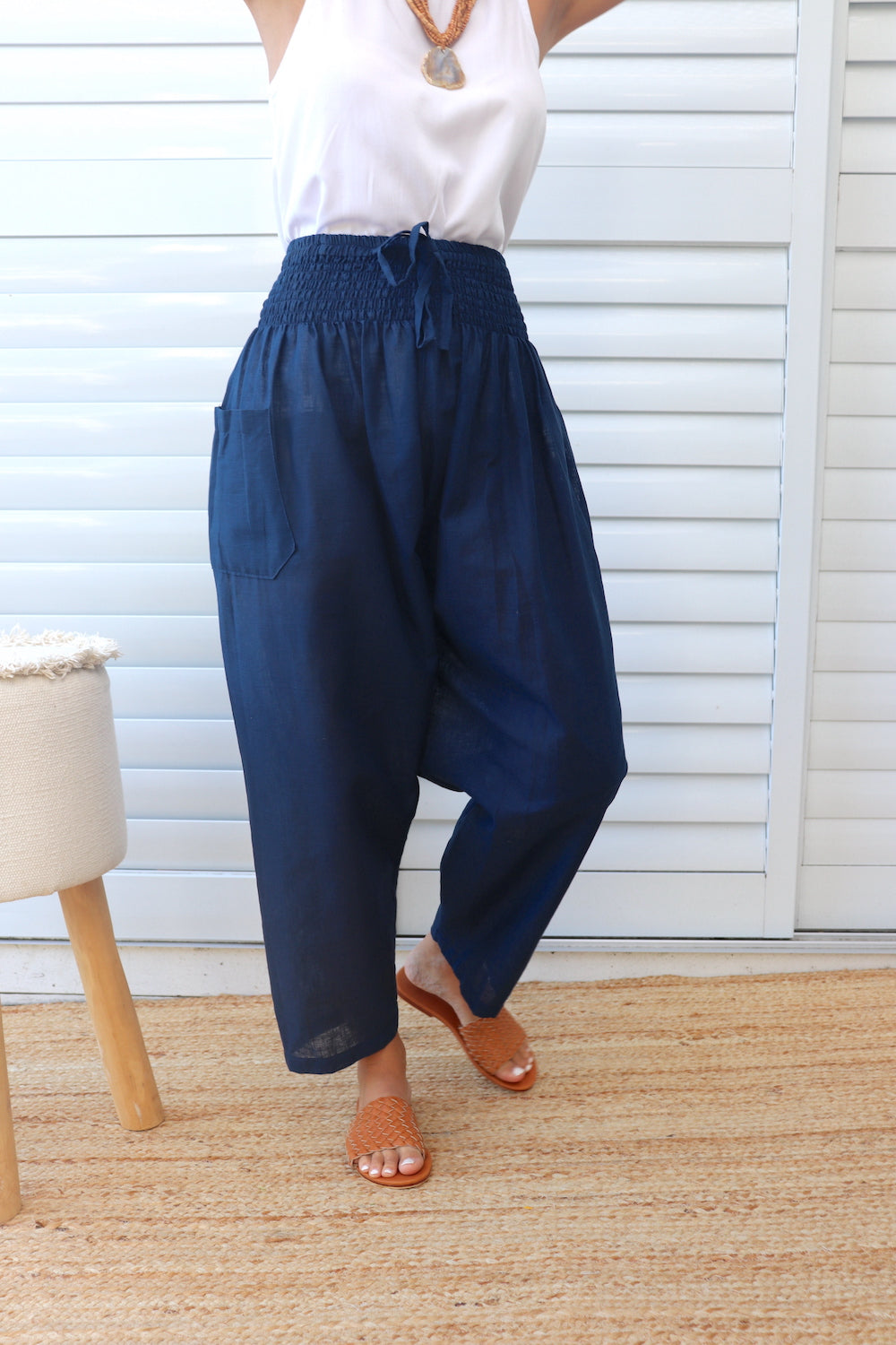 Dream Pant in Cotton Plain Navy – Rock Olive