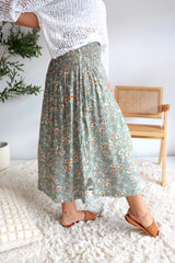 Strapless Beach Dress/Skirt in Olive Flower