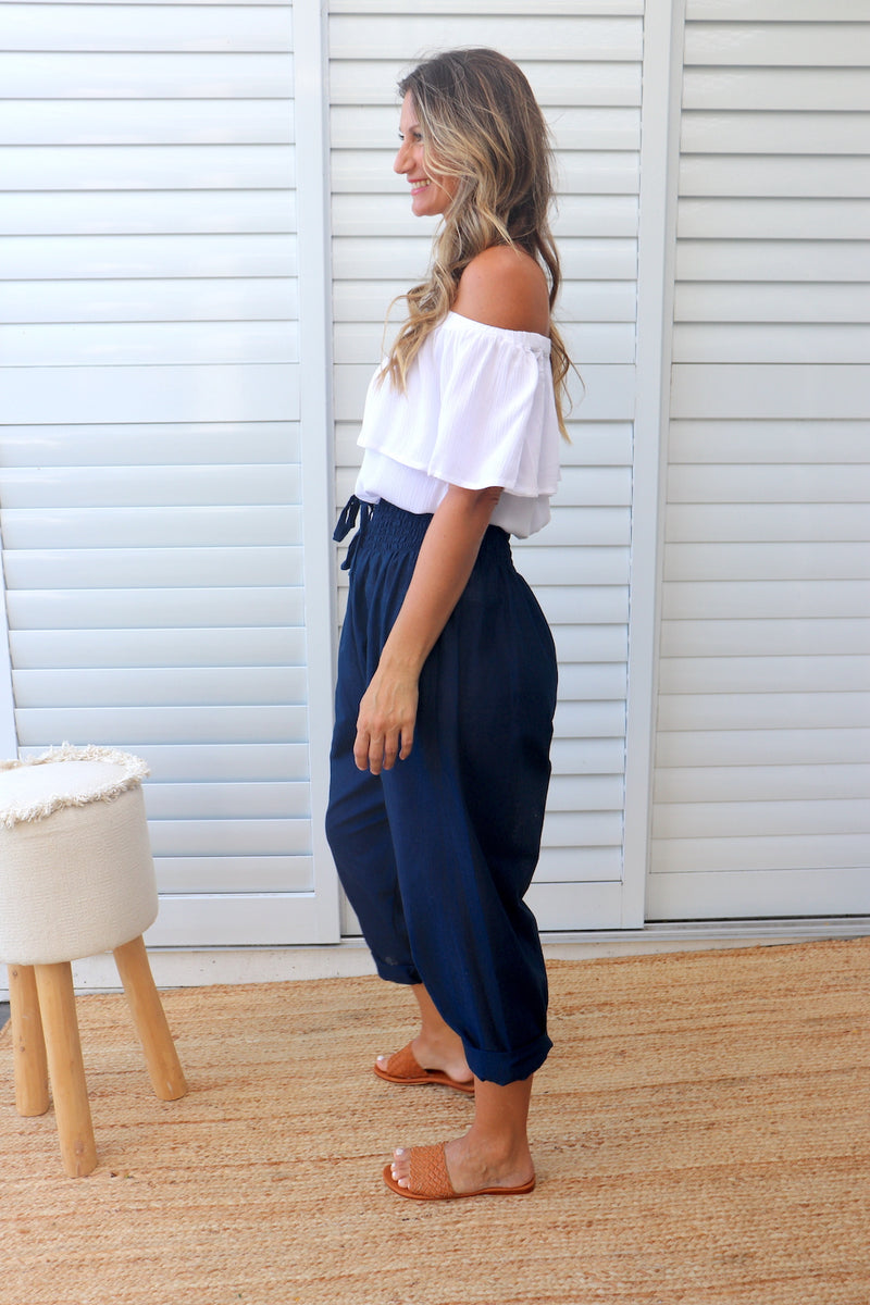 Dream Pant in Cotton Plain Navy