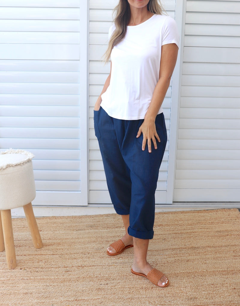 Dream Pant in Cotton Plain Navy