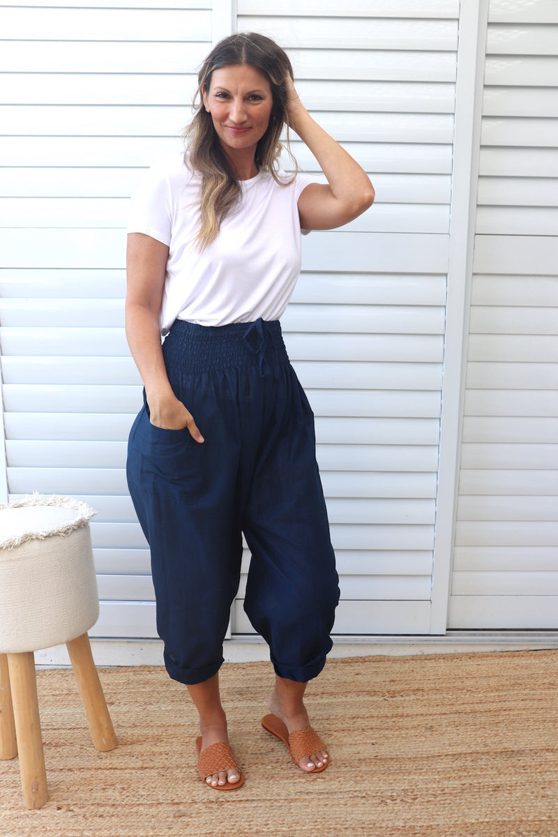 Dream Pant in Cotton Plain Navy