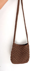 Capri Crochet Cross Body Bag in Chocolate