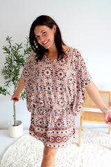 Ultimate Short Beach Dress In Mosaic Earth