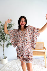Ultimate Short Beach Dress In Mosaic Earth