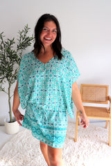 Ultimate Short Beach Dress In Mosaic Mint