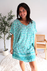 Ultimate Short Beach Dress In Mosaic Mint