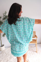 Ultimate Short Beach Dress In Mosaic Mint