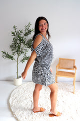 Short Grecian Dress In Pebble Grey