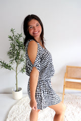Short Grecian Dress In Pebble Grey