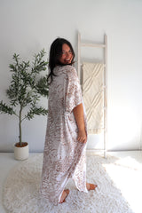 Long Kaftan In Tan Animal