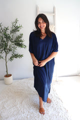 Long Kaftan In Classic Navy