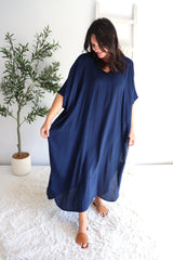 Long Kaftan In Classic Navy