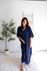 Long Kaftan In Classic Navy