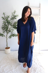 Long Kaftan In Classic Navy