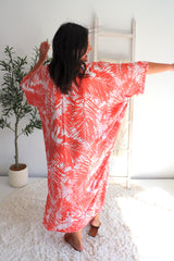 Long Kaftan In Tropic Coral