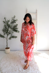 Long Kaftan In Tropic Coral