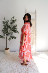 Long Kaftan In Tropic Coral