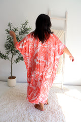 Long Kaftan In Tropic Coral