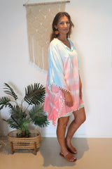 Short Pom Pom Kaftan in Fairy Floss