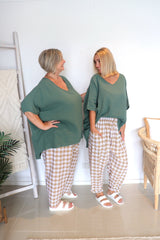 Dream Pant in Cotton Gingham Latte