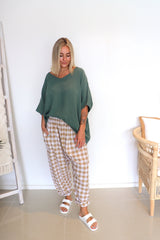 Dream Pant in Cotton Gingham Latte