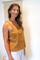 Coastal Linen Blend Cami in Cinnamon