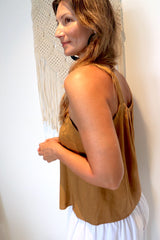 Coastal Linen Blend Cami in Cinnamon