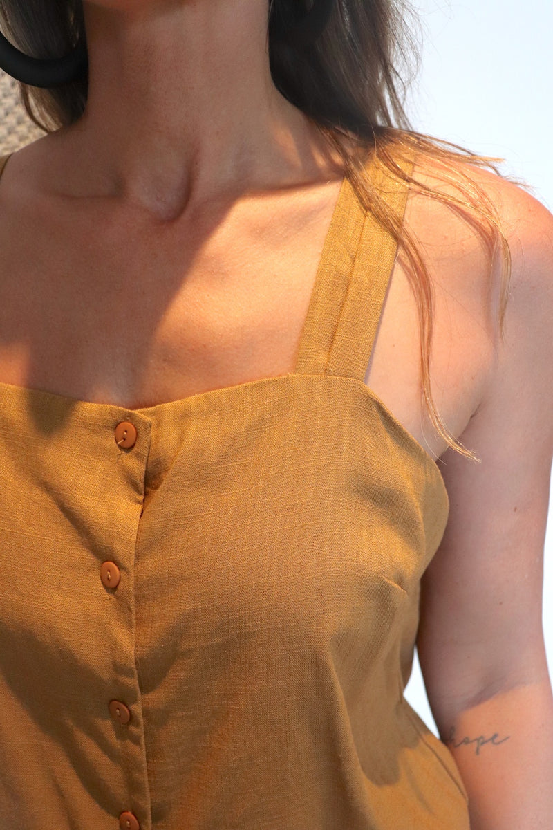 Coastal Linen Blend Cami in Cinnamon