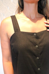 Coastal Linen Blend Cami in Black