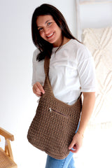 Amalfi Large Crochet Bag in Chocolate