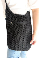 Amalfi Large Crochet Bag in Black
