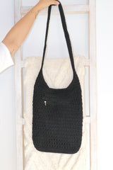 Amalfi Large Crochet Bag in Black