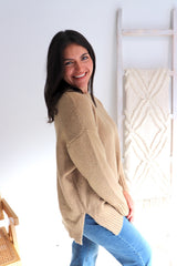 Calli Round Neck Sweater in Biscuit