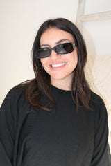 Marli Black Rectangular Sunglasses
